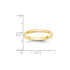 10k Yellow Gold 2.5mm Lightweight Half Round Wedding Band