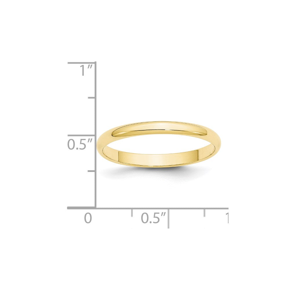 10k Yellow Gold 2.5mm Lightweight Half Round Wedding Band