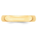10k Yellow Gold 4mm Lightweight Half Round Wedding Band