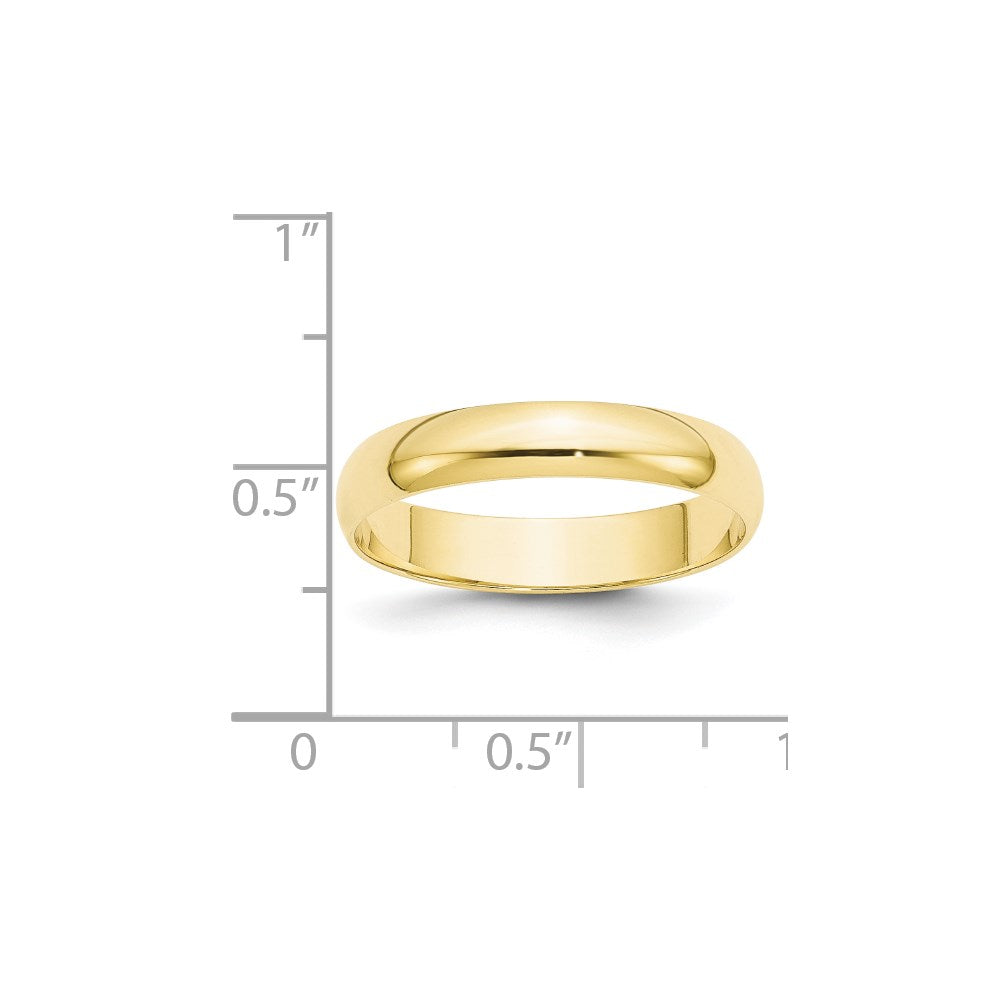 10k Yellow Gold 4mm Lightweight Half Round Wedding Band