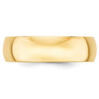 10k Yellow Gold 6mm Lightweight Half Round Wedding Band