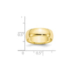 10k Yellow Gold 6mm Lightweight Half Round Wedding Band
