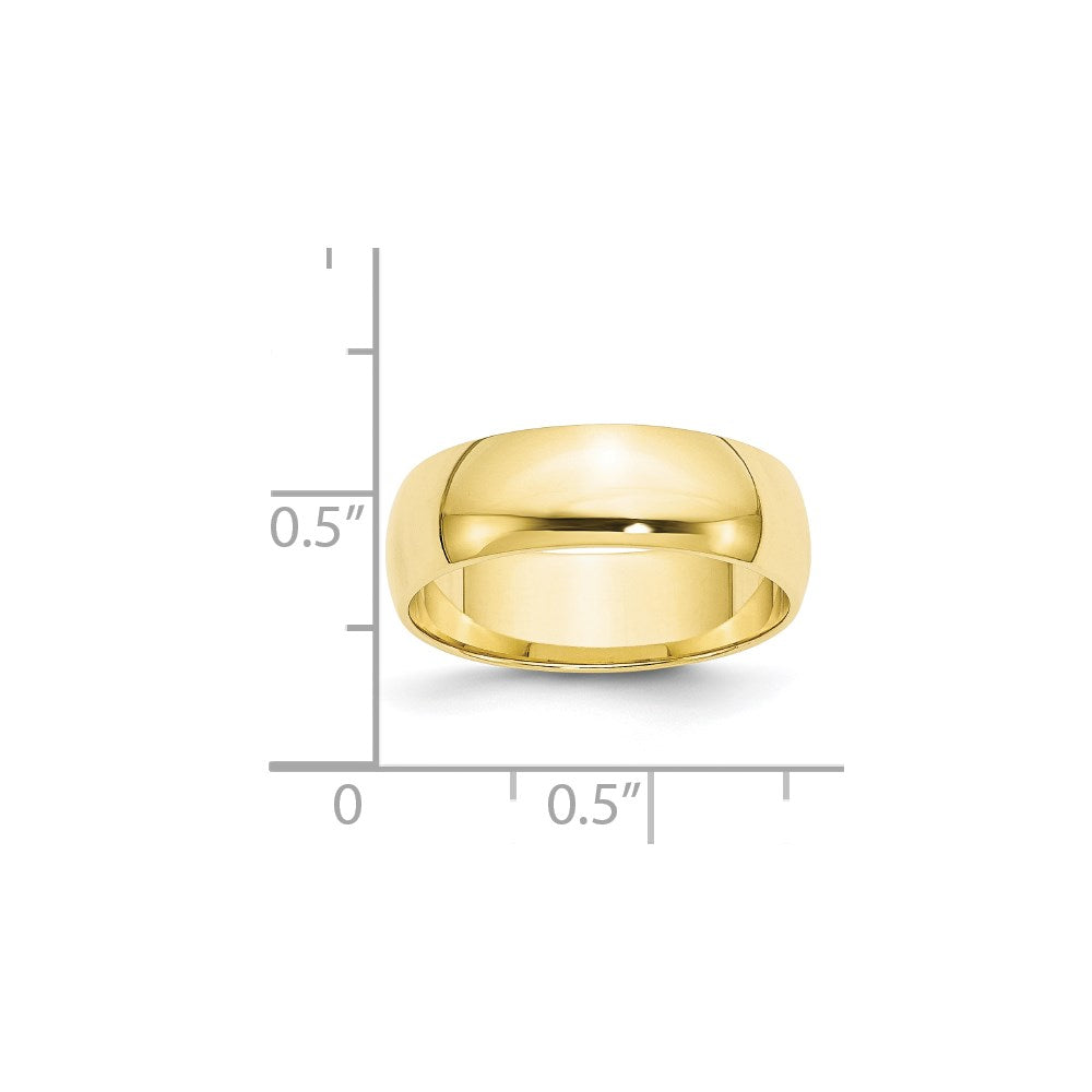 10k Yellow Gold 6mm Lightweight Half Round Wedding Band