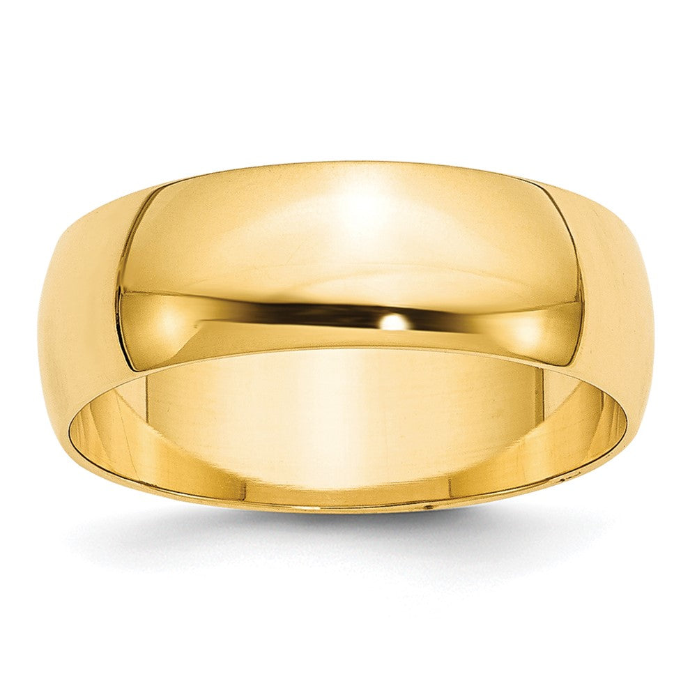 10k Yellow Gold 7mm Lightweight Half Round Wedding Band