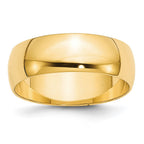 10k Yellow Gold 7mm Lightweight Half Round Wedding Band