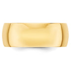 10k Yellow Gold 8mm Lightweight Half Round Wedding Band