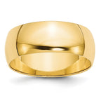 10k Yellow Gold 8mm Lightweight Half Round Wedding Band