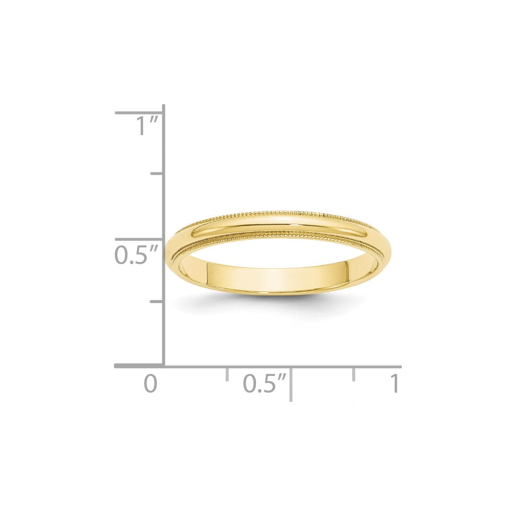 10k Yellow Gold 3mm Milgrain Half Round Wedding Band