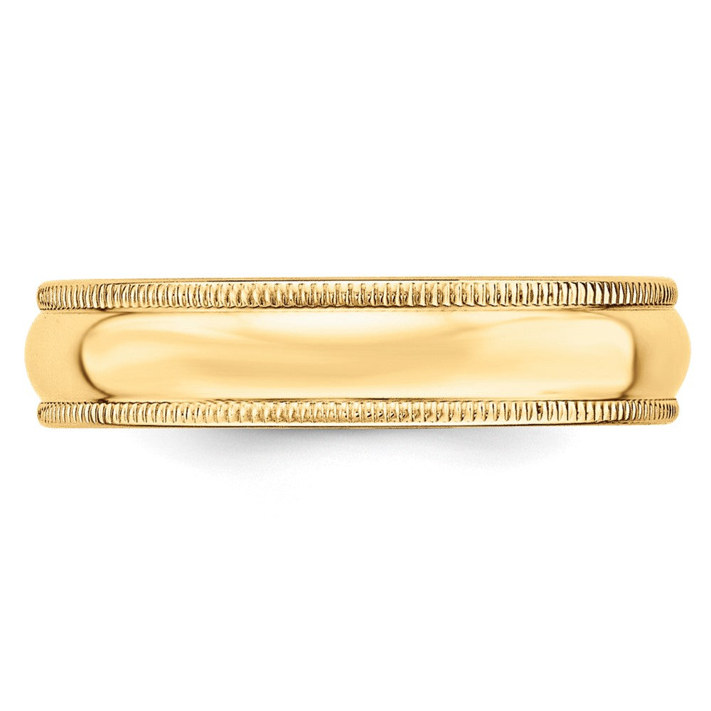 10k Yellow Gold 5mm Milgrain Half Round Wedding Band