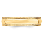 10k Yellow Gold 5mm Milgrain Half Round Wedding Band