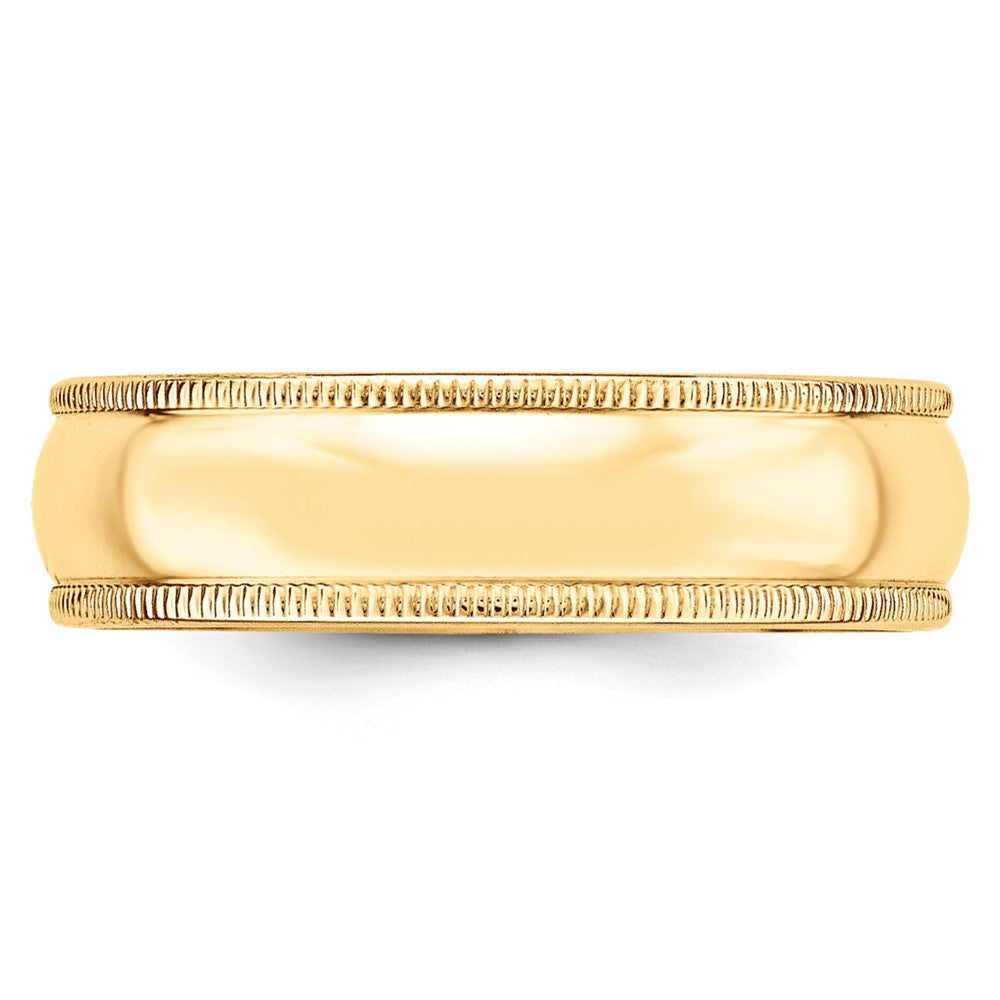 10k Yellow Gold 6mm Milgrain Half Round Wedding Band