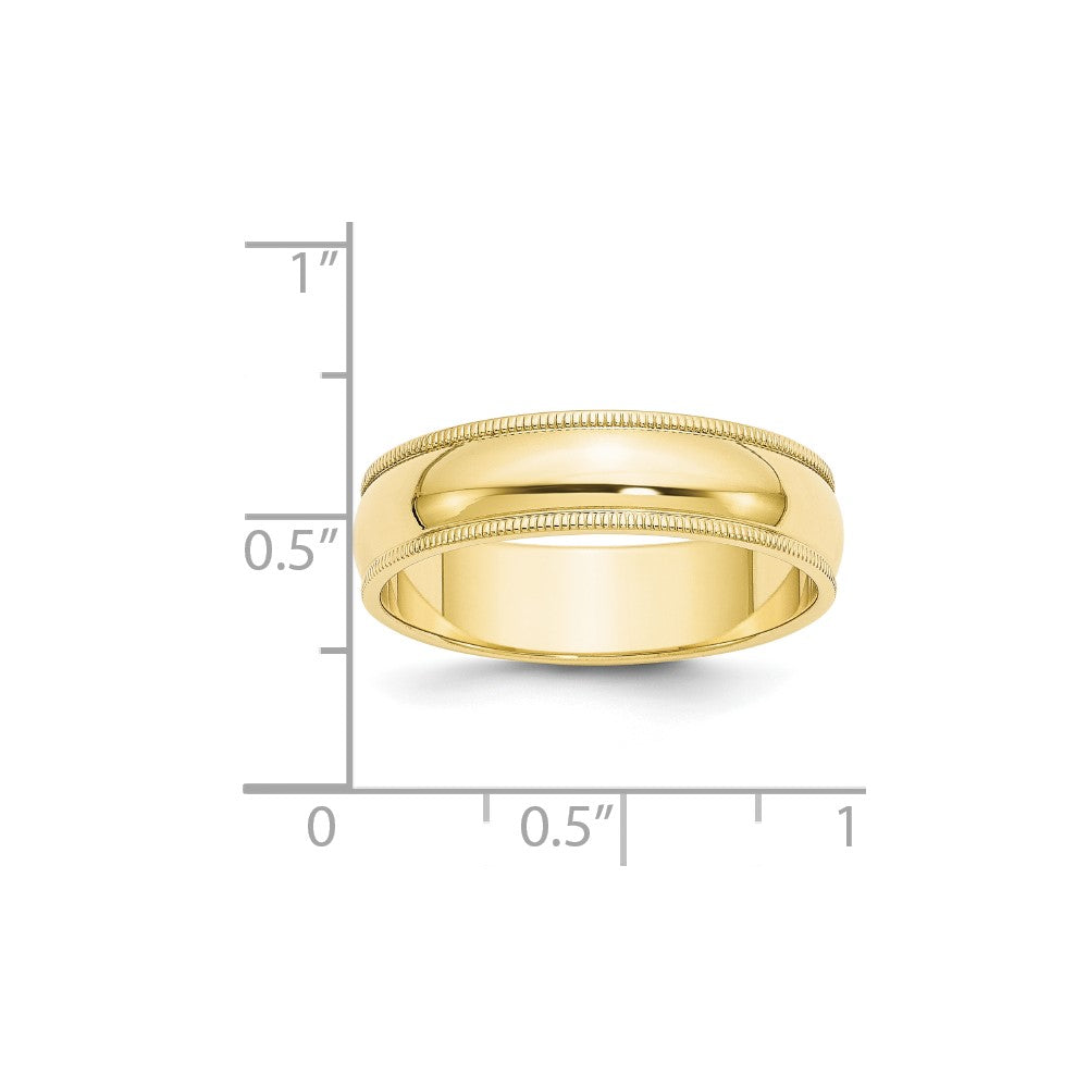 10k Yellow Gold 6mm Milgrain Half Round Wedding Band