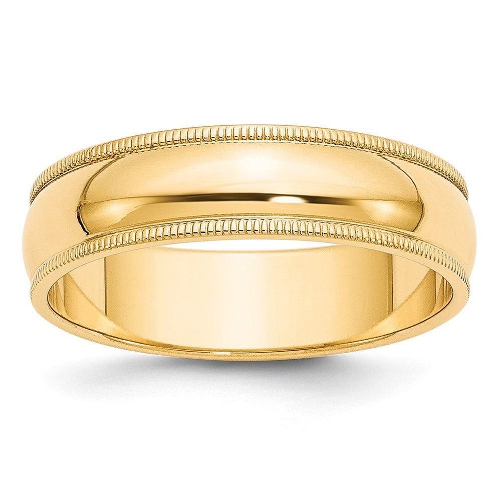 10k Yellow Gold 6mm Milgrain Half Round Wedding Band