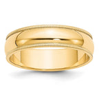 10k Yellow Gold 6mm Milgrain Half Round Wedding Band