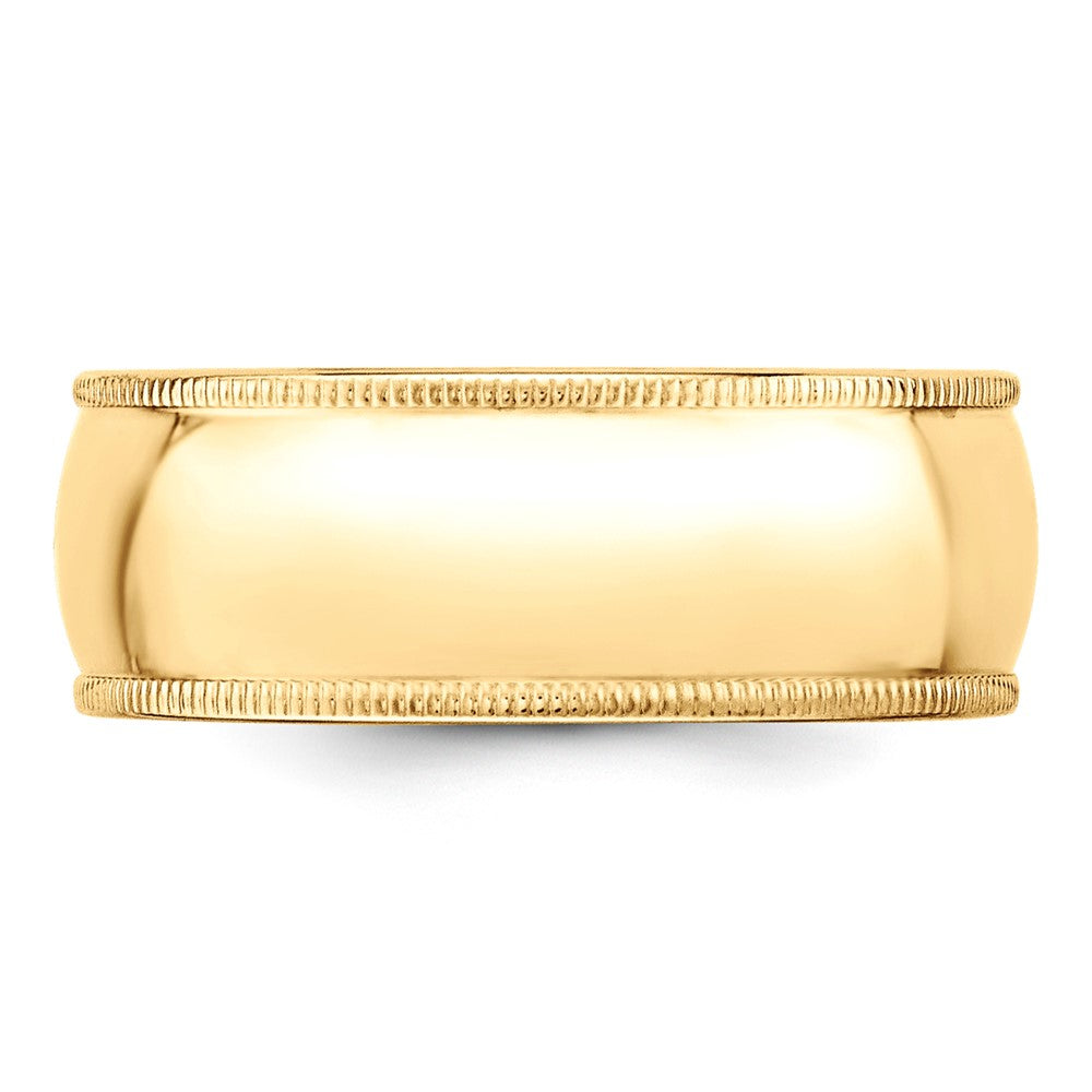 10k Yellow Gold 8mm Milgrain Half Round Wedding Band