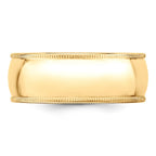 10k Yellow Gold 8mm Milgrain Half Round Wedding Band