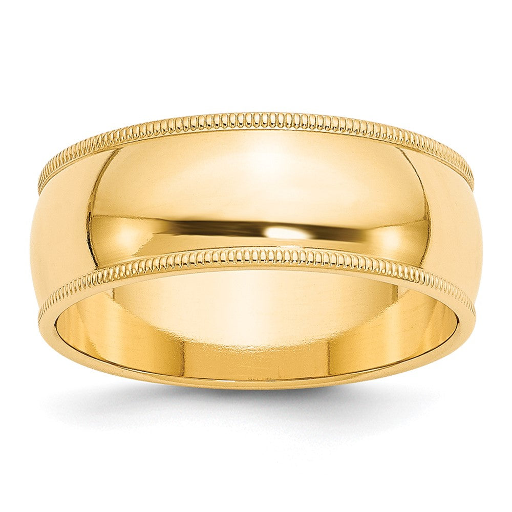 10k Yellow Gold 8mm Milgrain Half Round Wedding Band