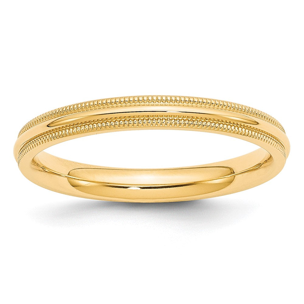 10k Yellow Gold 3mm Milgrain Half Round Comfort Fit Wedding Band