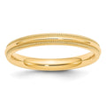 10k Yellow Gold 3mm Milgrain Half Round Comfort Fit Wedding Band