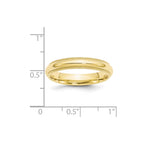 10k Yellow Gold 4mm Milgrain Half Round Comfort Fit Wedding Band