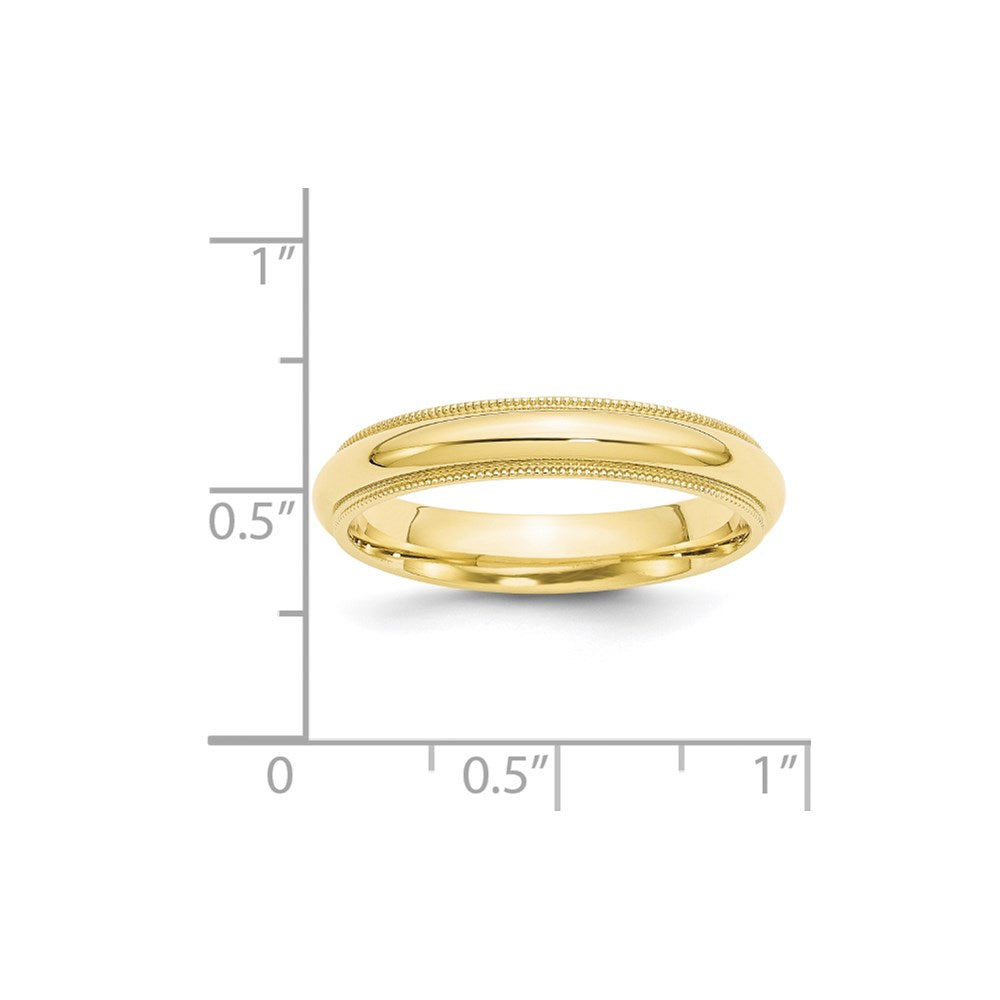 10k Yellow Gold 4mm Milgrain Half Round Comfort Fit Wedding Band