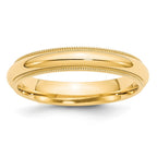 10k Yellow Gold 4mm Milgrain Half Round Comfort Fit Wedding Band