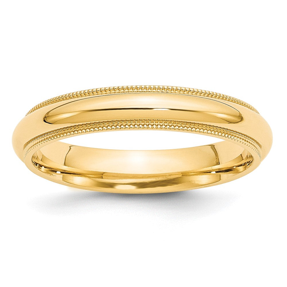 10k Yellow Gold 4mm Milgrain Half Round Comfort Fit Wedding Band