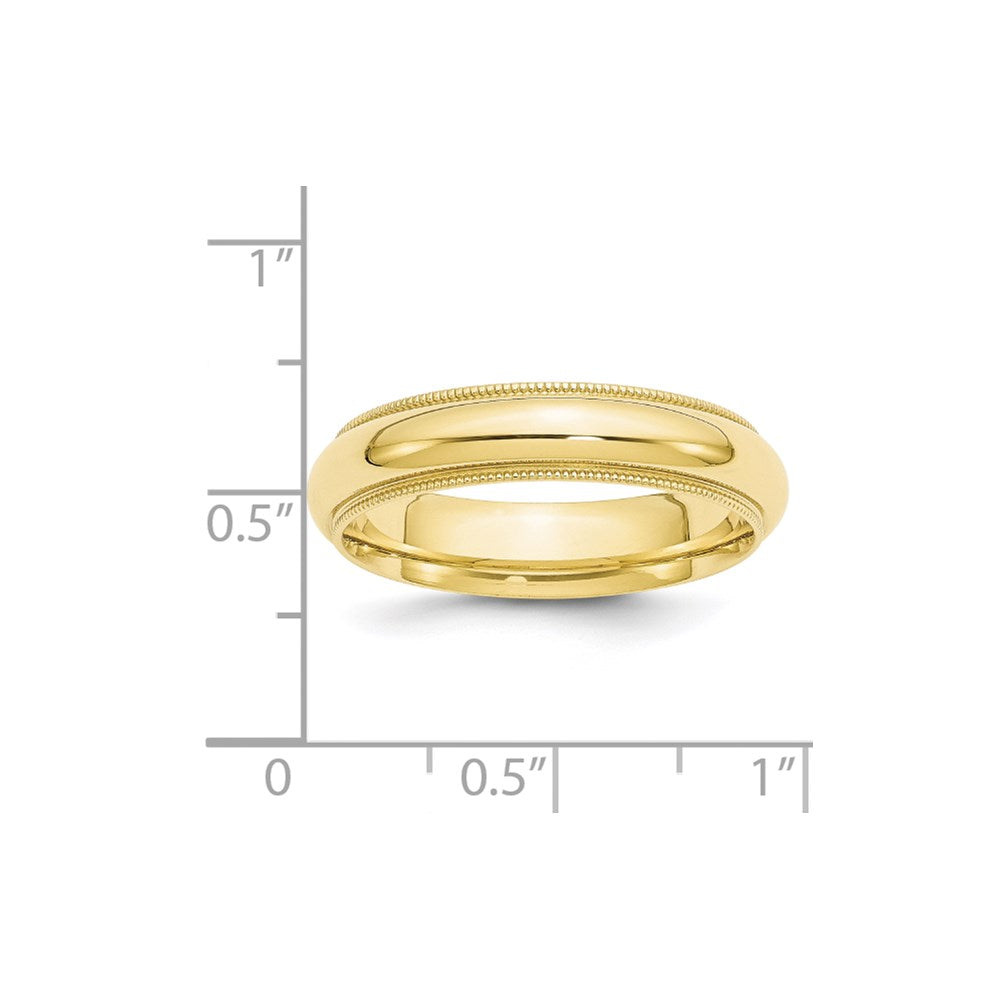 10k Yellow Gold 5mm Milgrain Half Round Comfort Fit Wedding Band