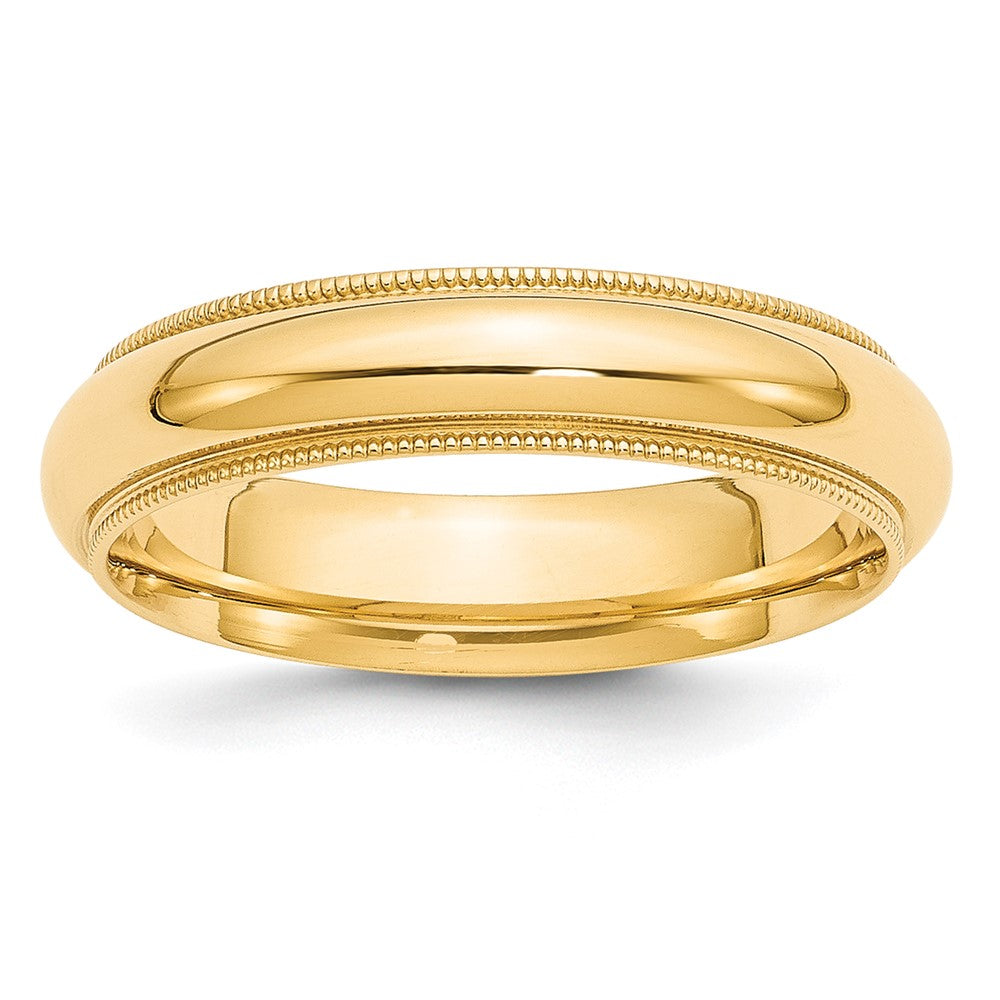 10k Yellow Gold 5mm Milgrain Half Round Comfort Fit Wedding Band