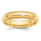 10k Yellow Gold 5mm Milgrain Half Round Comfort Fit Wedding Band