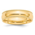 10k Yellow Gold 6mm Milgrain Half Round Comfort Fit Wedding Band