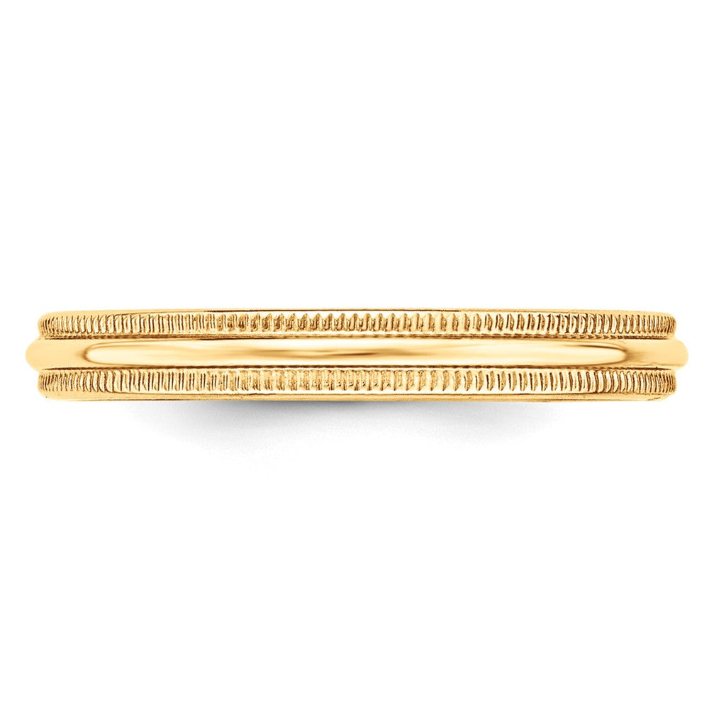10k Yellow Gold 3mm Lightweight Milgrain Half Round Wedding Band