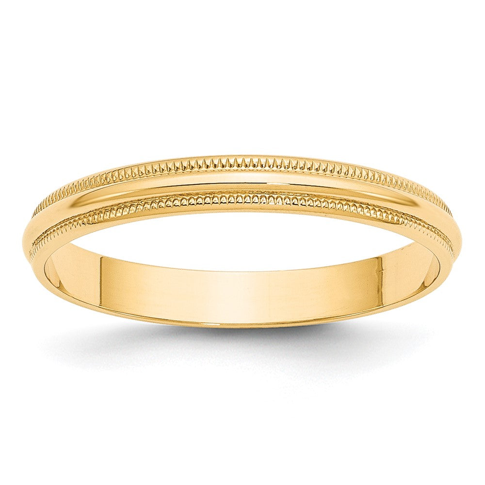 10k Yellow Gold 3mm Lightweight Milgrain Half Round Wedding Band