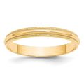 10k Yellow Gold 3mm Lightweight Milgrain Half Round Wedding Band