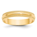 10k Yellow Gold 4mm Lightweight Milgrain Half Round Wedding Band