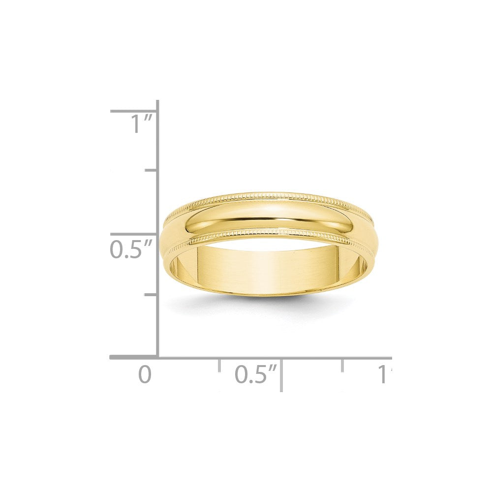 10k Yellow Gold 5mm Lightweight Milgrain Half Round Wedding Band