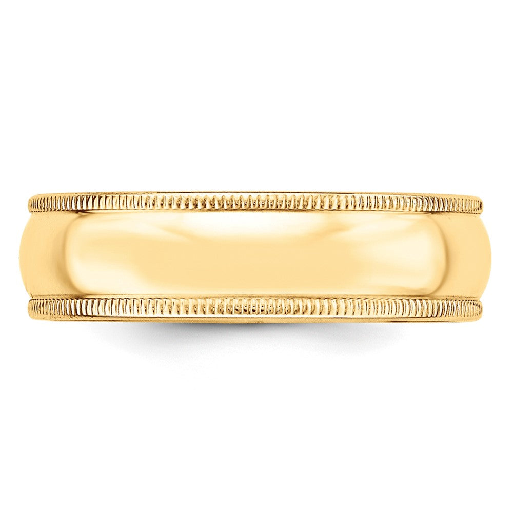 10k Yellow Gold 6mm Lightweight Milgrain Half Round Wedding Band
