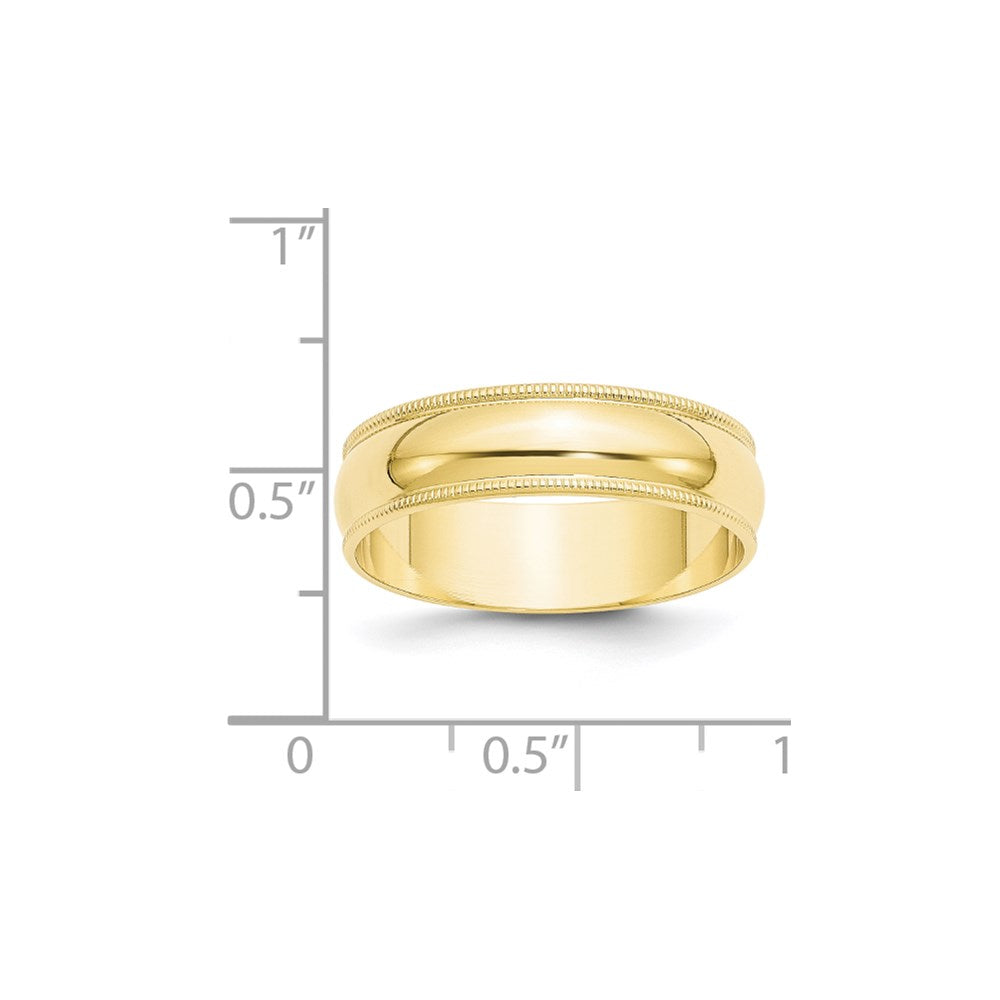 10k Yellow Gold 6mm Lightweight Milgrain Half Round Wedding Band