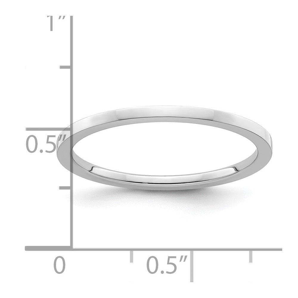 10K White Gold 1.2mm Flat Polished Stackable Band