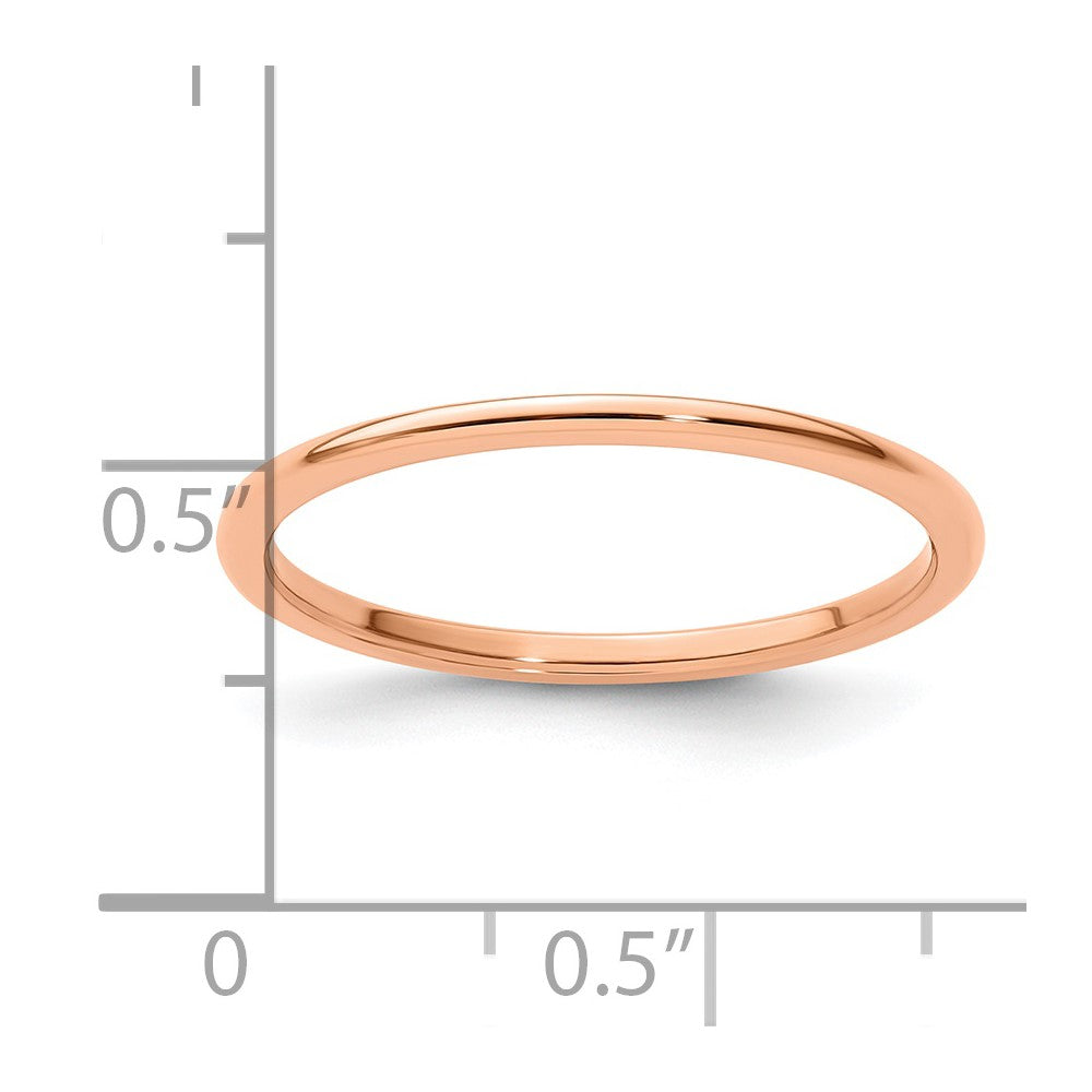 10K Rose Gold 1.2mm Half Round Polished Stackable Band