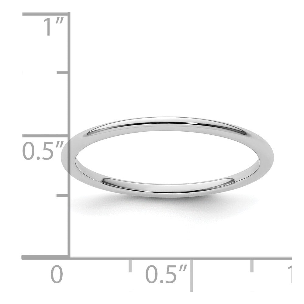 10K White Gold 1.2mm Half Round Polished Stackable Band