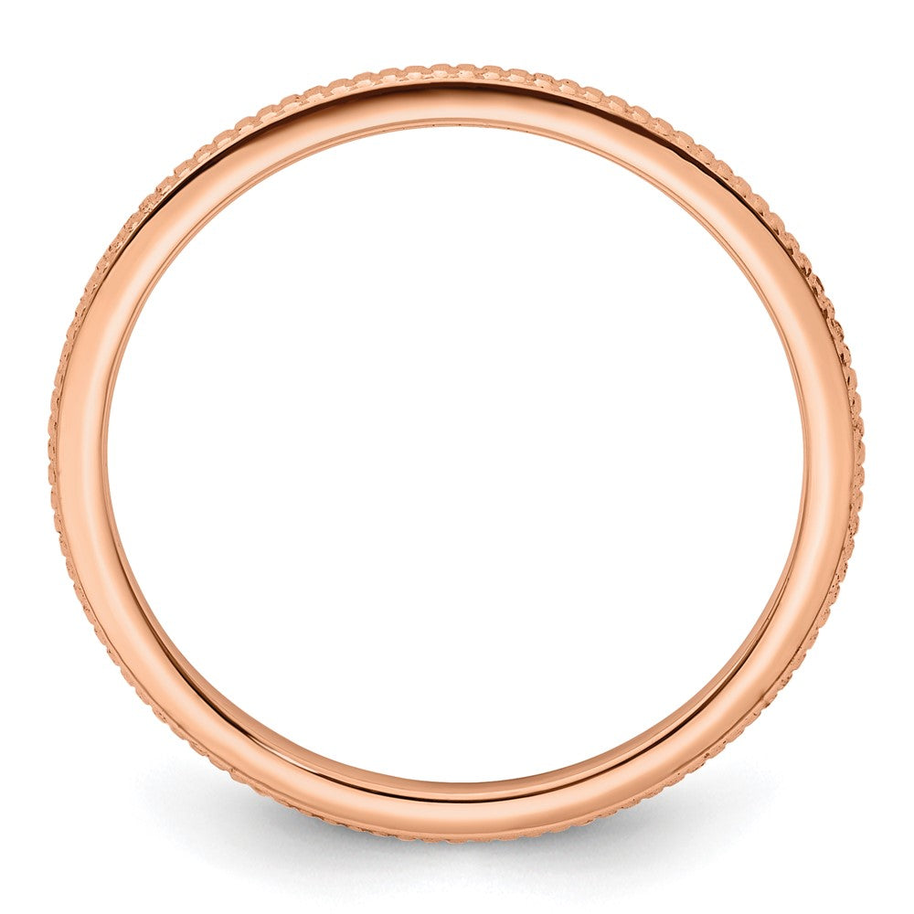 10K Rose Gold 1.2mm Beaded Stackable Band