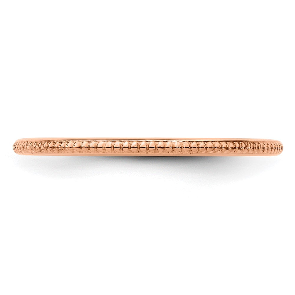 10K Rose Gold 1.2mm Beaded Stackable Band