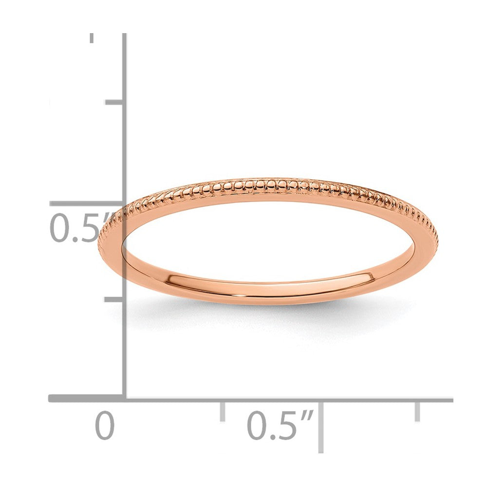 10K Rose Gold 1.2mm Beaded Stackable Band