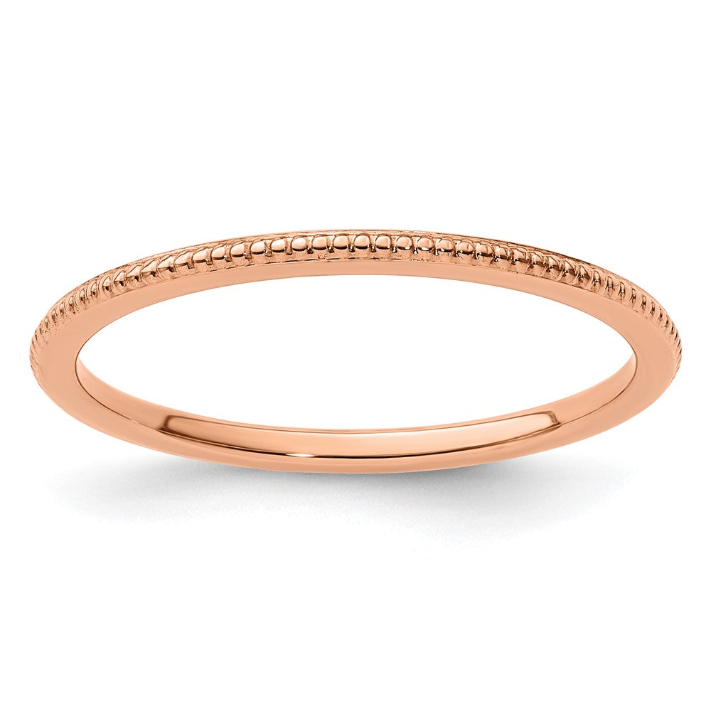 10K Rose Gold 1.2mm Beaded Stackable Band
