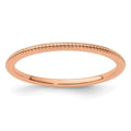 10K Rose Gold 1.2mm Beaded Stackable Band