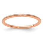 10K Rose Gold 1.2mm Beaded Stackable Band