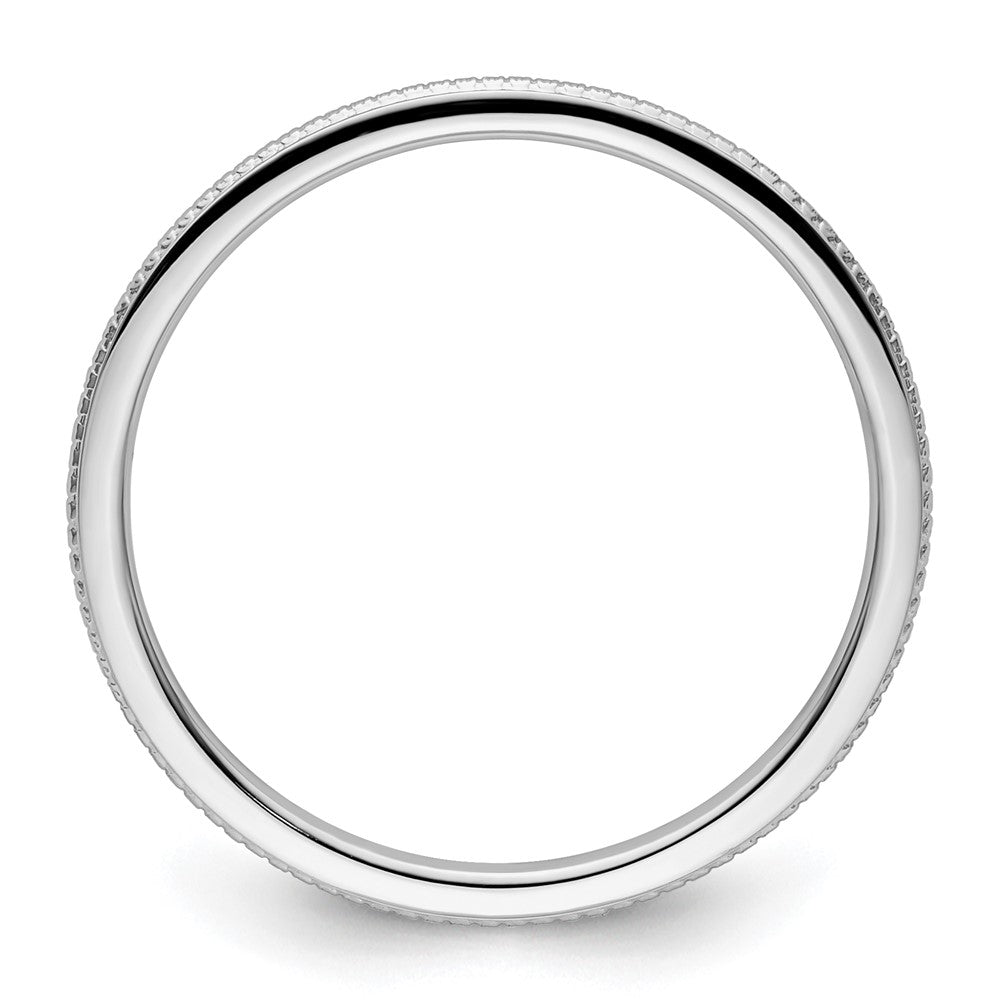 10K White Gold 1.2mm Beaded Stackable Band