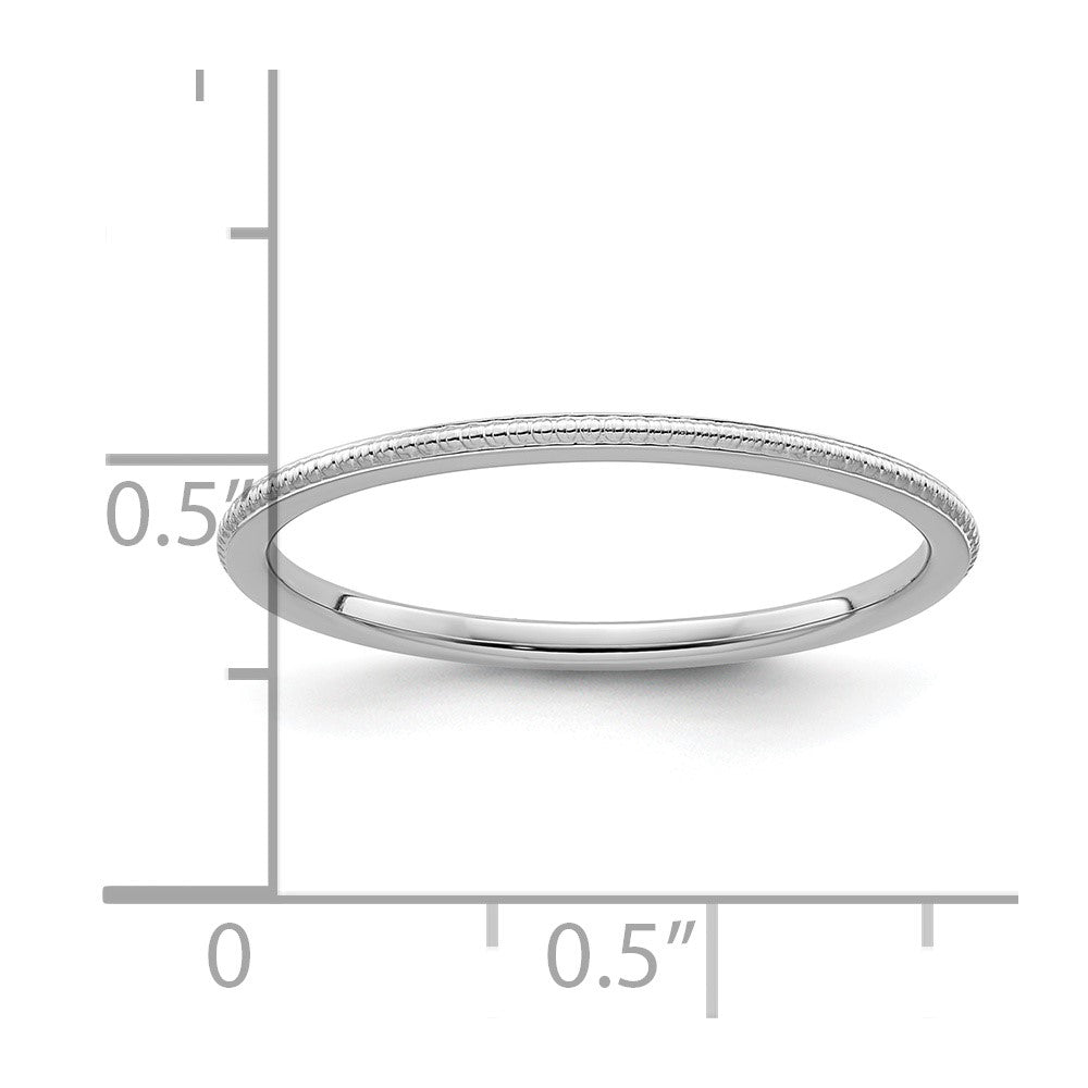 10K White Gold 1.2mm Beaded Stackable Band