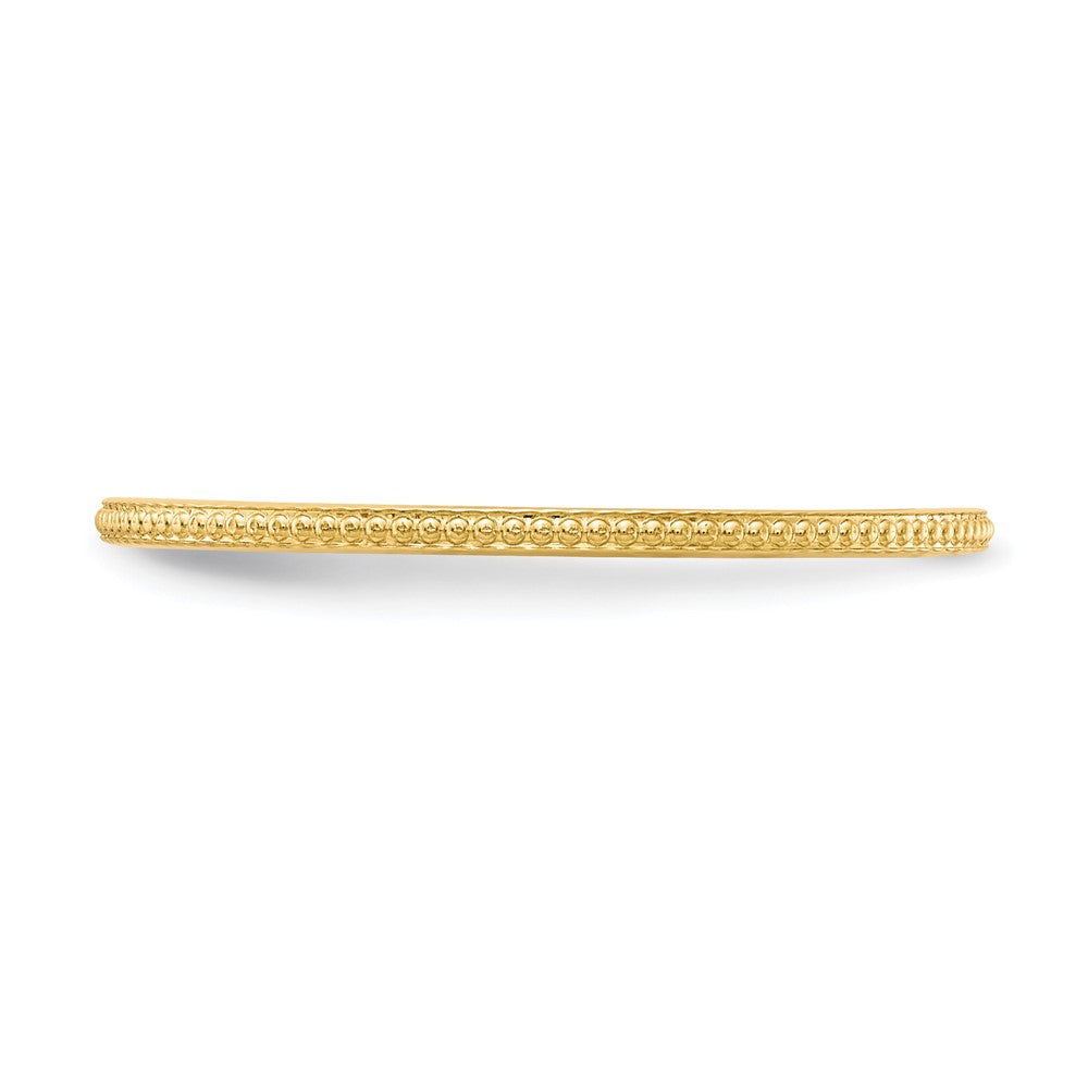 10K Yellow Gold 1.2mm Beaded Stackable Band